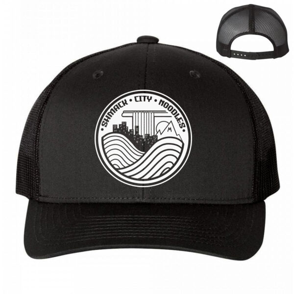 LOGO CREW HAT SIMPLE - PREMIUM ADJUSTABLE MESH BACK HAT - BLACK - V6527T Thumbnail